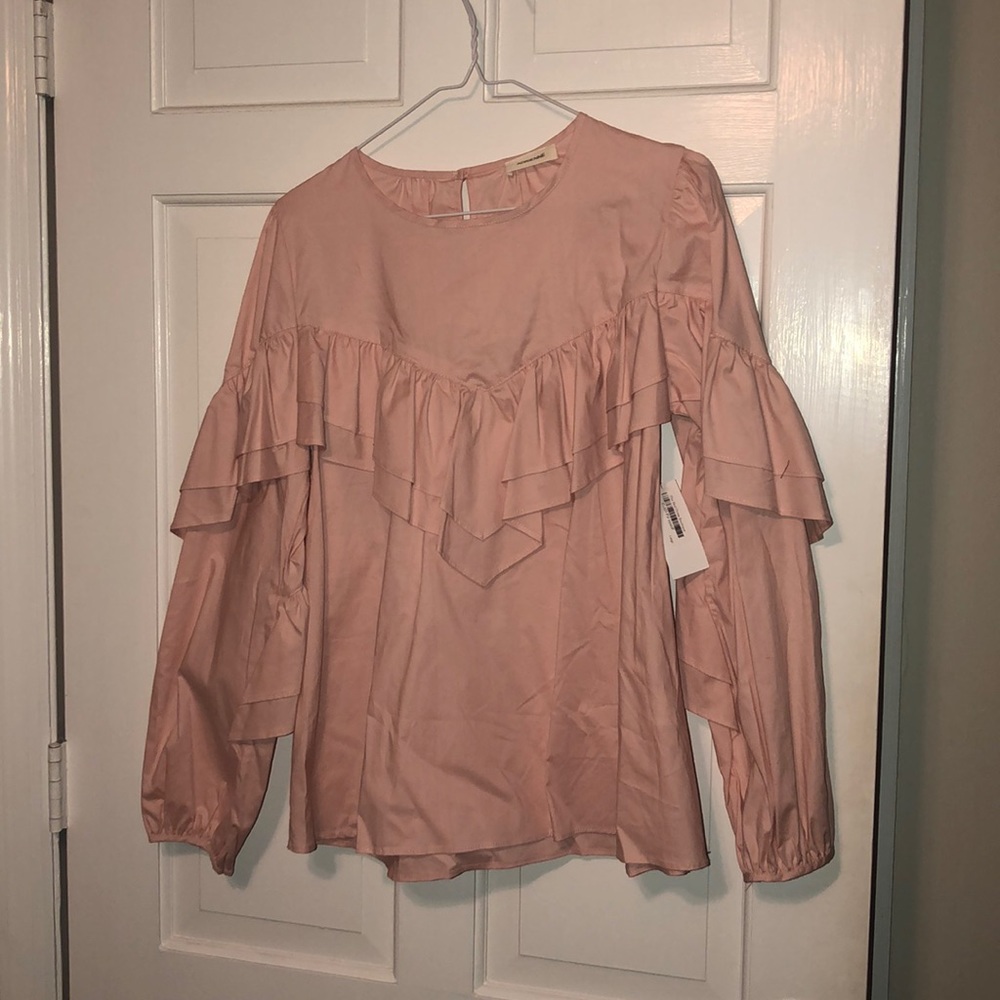 Pink Pleated Canvas Blouse NWT